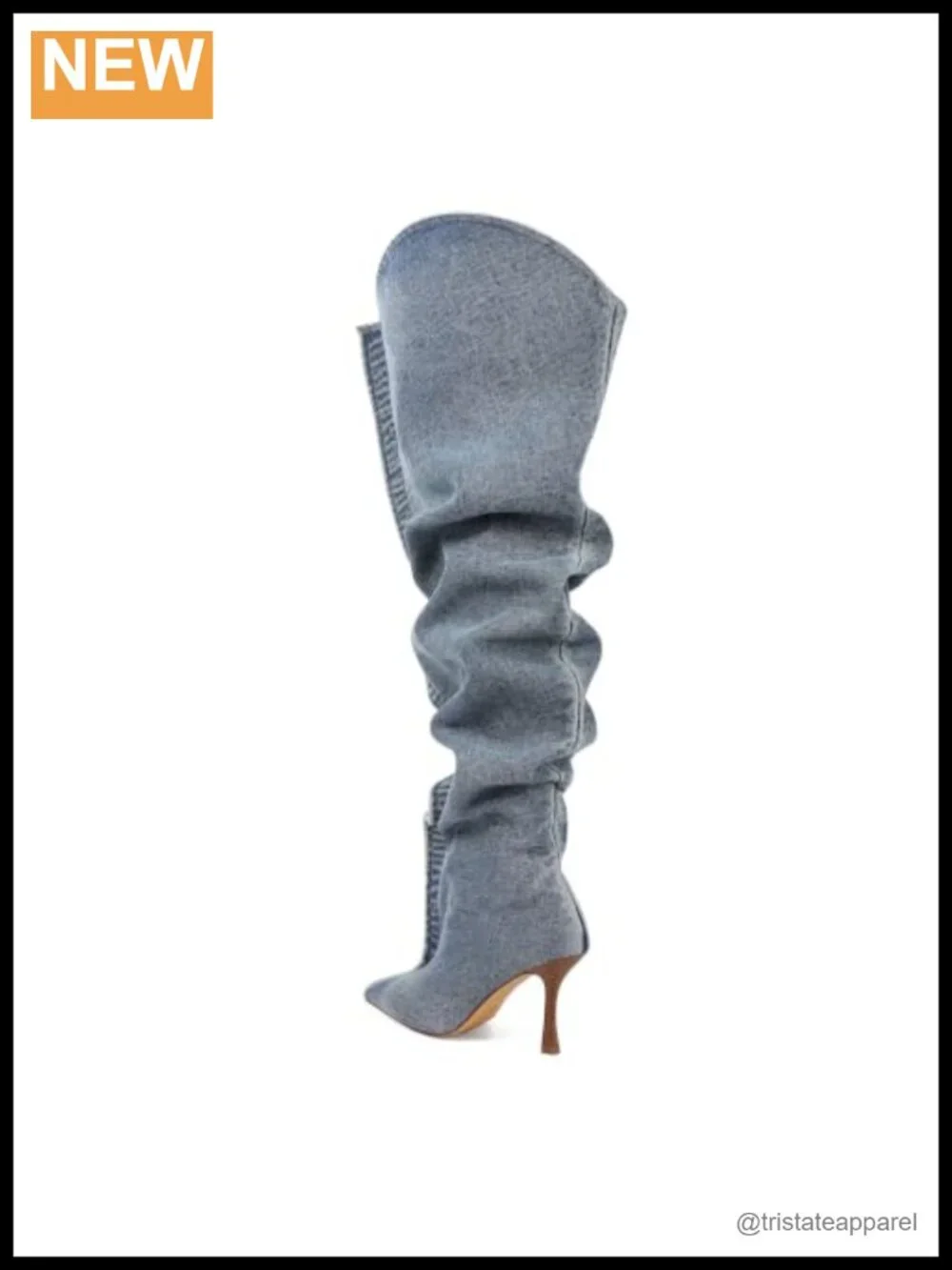 Over the Knee Stiletto Boots, Denim Slouchy Thigh High, Handmade Women's Wide